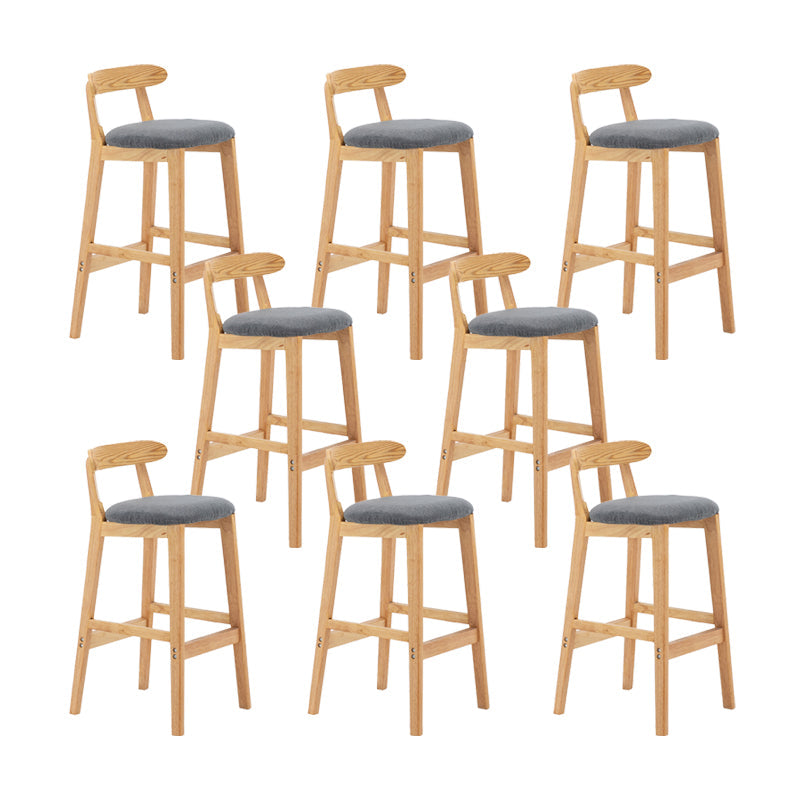 Upholstered Indoor Bar Stool Nordic Solid Wood Bar Stools with Natural Base