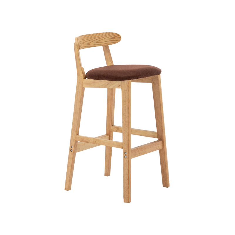 Upholstered Indoor Bar Stool Nordic Solid Wood Bar Stools with Natural Base