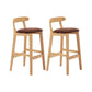 Upholstered Indoor Bar Stool Nordic Solid Wood Bar Stools with Natural Base