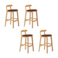 Upholstered Indoor Bar Stool Nordic Solid Wood Bar Stools with Natural Base
