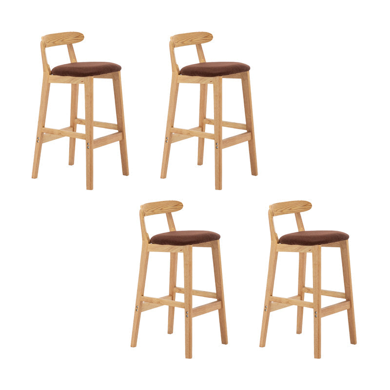 Upholstered Indoor Bar Stool Nordic Solid Wood Bar Stools with Natural Base