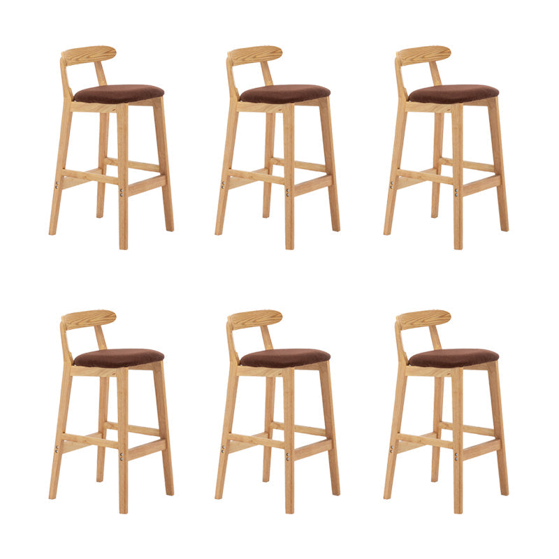 Upholstered Indoor Bar Stool Nordic Solid Wood Bar Stools with Natural Base