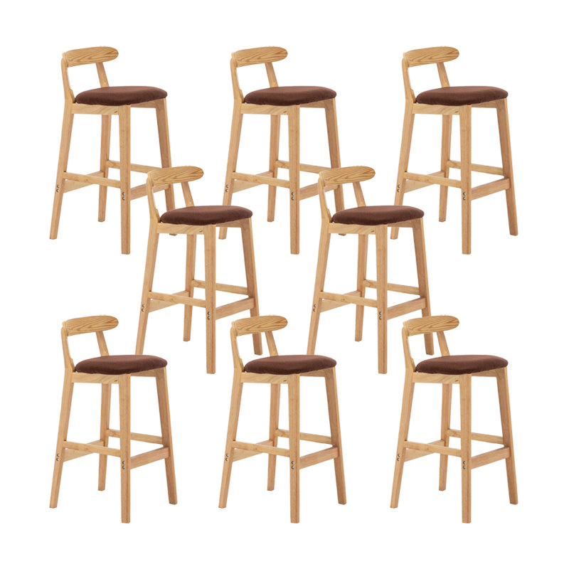 Upholstered Indoor Bar Stool Nordic Solid Wood Bar Stools with Natural Base