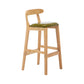 Upholstered Indoor Bar Stool Nordic Solid Wood Bar Stools with Natural Base