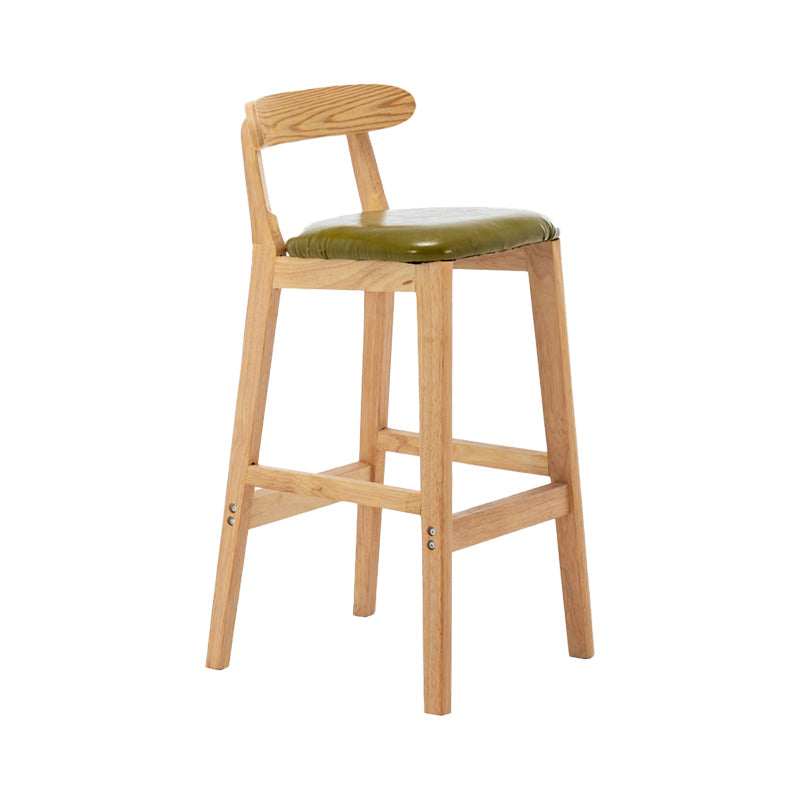 Upholstered Indoor Bar Stool Nordic Solid Wood Bar Stools with Natural Base