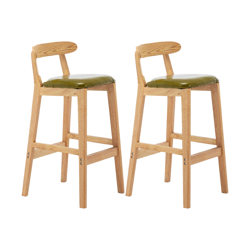 Upholstered Indoor Bar Stool Nordic Solid Wood Bar Stools with Natural Base