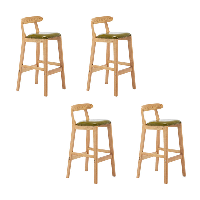 Upholstered Indoor Bar Stool Nordic Solid Wood Bar Stools with Natural Base