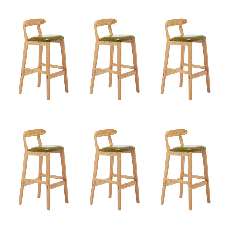 Upholstered Indoor Bar Stool Nordic Solid Wood Bar Stools with Natural Base