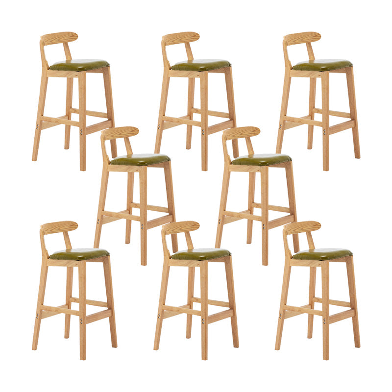 Upholstered Indoor Bar Stool Nordic Solid Wood Bar Stools with Natural Base