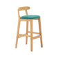 Upholstered Indoor Bar Stool Nordic Solid Wood Bar Stools with Natural Base