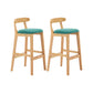 Upholstered Indoor Bar Stool Nordic Solid Wood Bar Stools with Natural Base