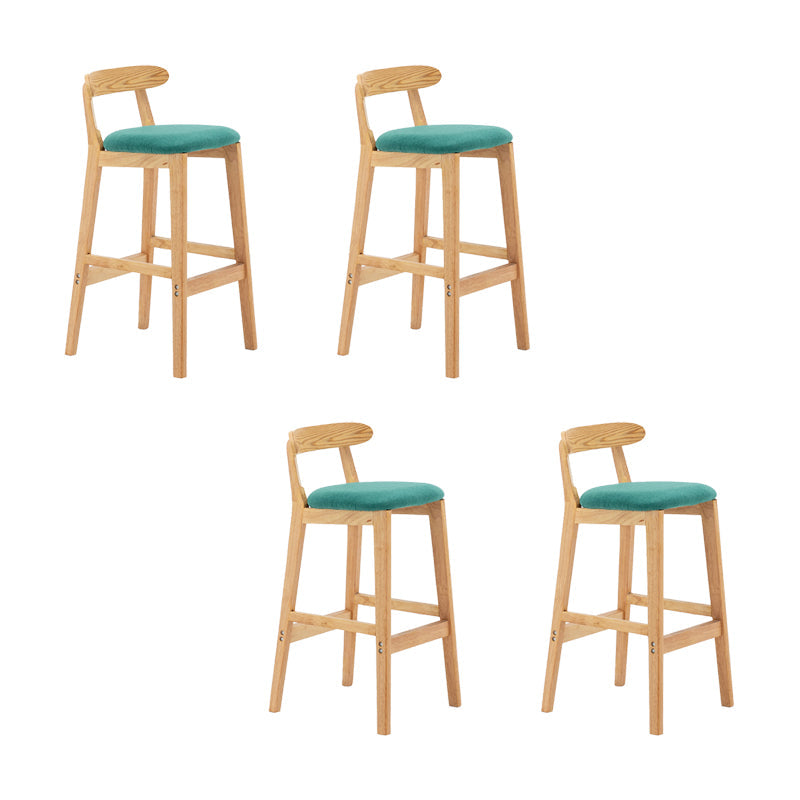 Upholstered Indoor Bar Stool Nordic Solid Wood Bar Stools with Natural Base