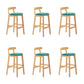 Upholstered Indoor Bar Stool Nordic Solid Wood Bar Stools with Natural Base