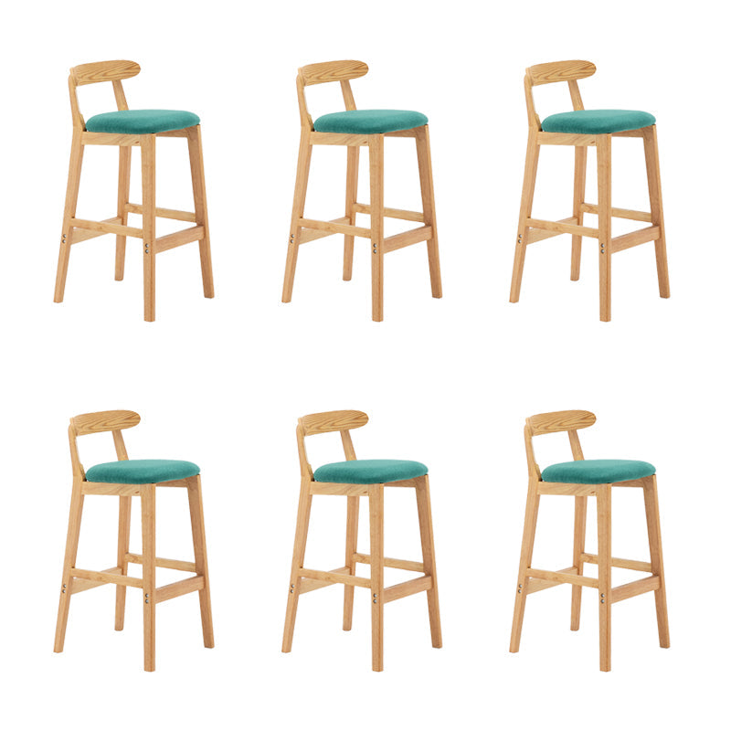 Upholstered Indoor Bar Stool Nordic Solid Wood Bar Stools with Natural Base