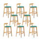 Upholstered Indoor Bar Stool Nordic Solid Wood Bar Stools with Natural Base