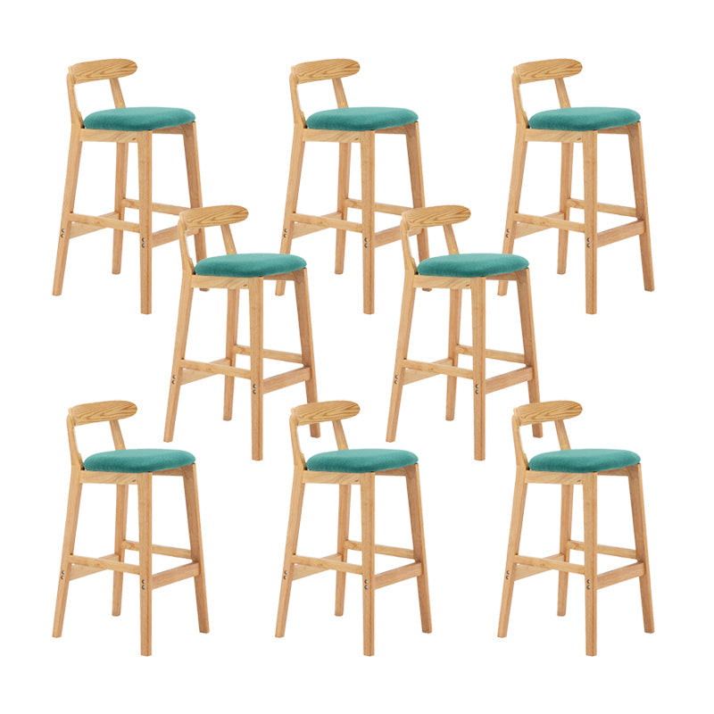 Upholstered Indoor Bar Stool Nordic Solid Wood Bar Stools with Natural Base