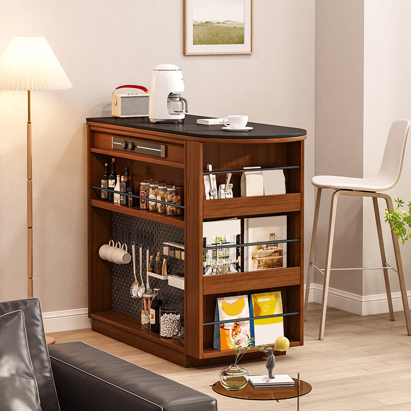 Moderner Stein-Bartisch mit Kiefernholzsockel und Schließfächern für das Wohnzimmer