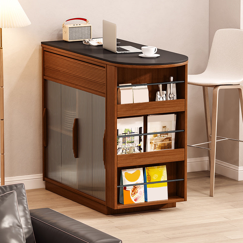 Moderner Stein-Bartisch mit Kiefernholzsockel und Schließfächern für das Wohnzimmer