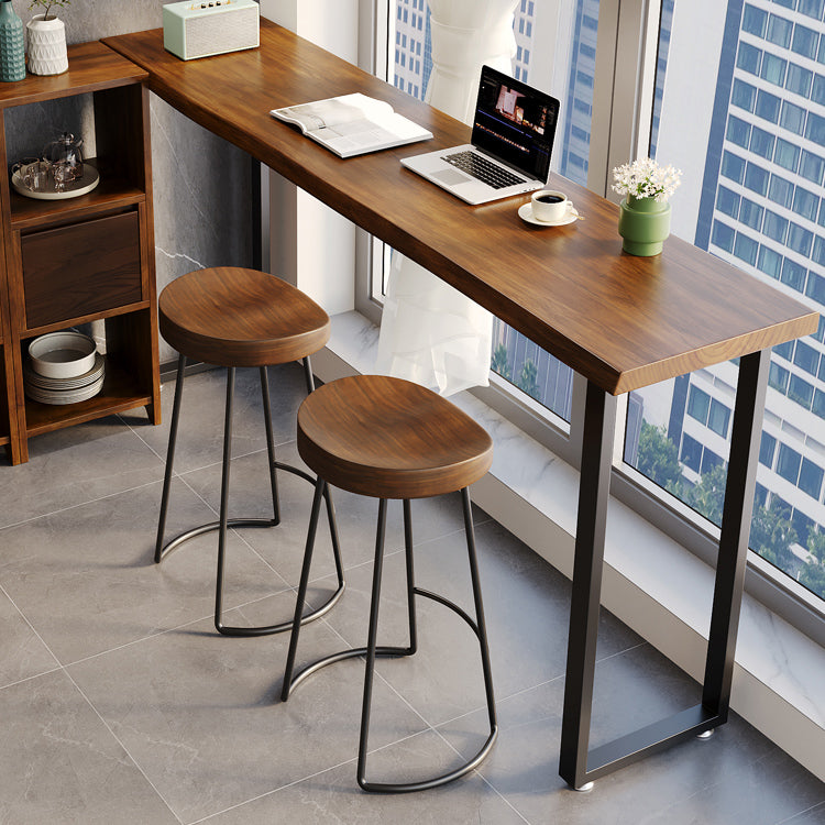 Modern Rectangle Wood Bar Table Metal Base for Milk Tea Shop Clearhalo 'Bar Furniture' 'Bar Tables' 'bar_tables' 'furn' 'furn_bar_tables' 'Furniture' 'Kitchen & Dining Furniture' 7270244