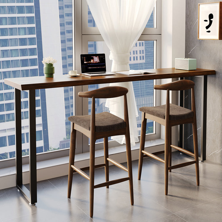 Modern Rectangle Wood Bar Table Metal Base for Milk Tea Shop Clearhalo 'Bar Furniture' 'Bar Tables' 'bar_tables' 'furn' 'furn_bar_tables' 'Furniture' 'Kitchen & Dining Furniture' 7270250