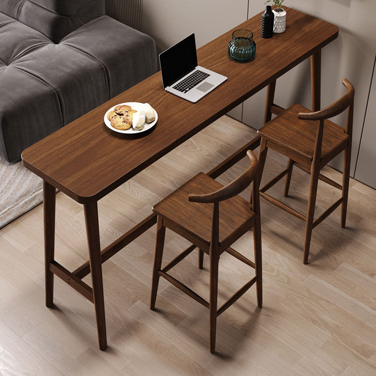 Table de salle à manger de bar d'intérieur rectangulaire, table de tabouret de bar en bois massif