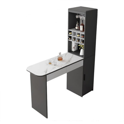 Juego de mesa de bar rectangular fija, taburetes tapizados de 1/2/3/5 piezas y mesa de bar con botellero