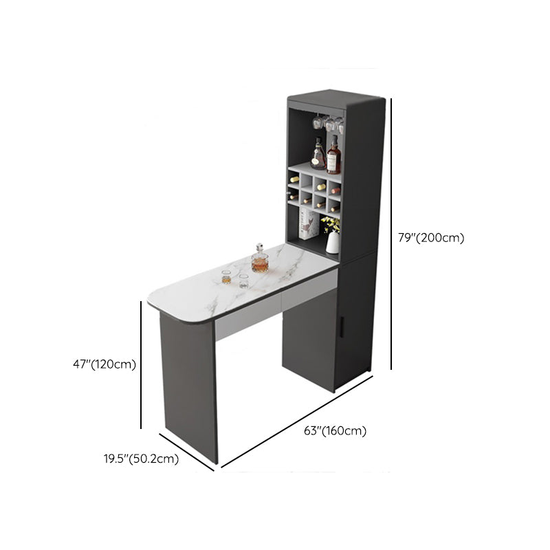 Juego de mesa de bar rectangular fija, taburetes tapizados de 1/2/3/5 piezas y mesa de bar con botellero