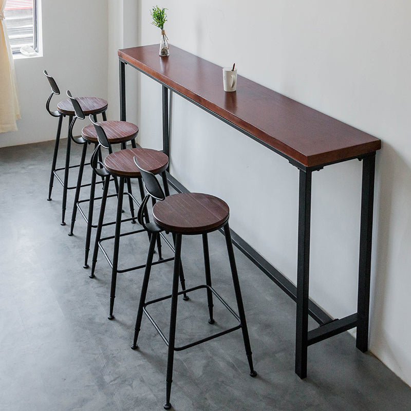 Solid Wood Top Bar Table Set 1/3/5 Pcs Iron Frame Bar Table and Stools Clearhalo 'Bar Furniture' 'furn' 'furn_home_bar_bar_sets' 'Furniture' 'Home Bars & Bar Sets' 'home_bar_bar_sets' 'Kitchen & Dining Furniture' 7270357