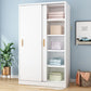 Wood Frame Wardrobe Freestanding Wardrobe Armoire with Shelves and Clothes Rail