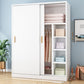 Wood Frame Wardrobe Freestanding Wardrobe Armoire with Shelves and Clothes Rail