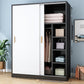 Wood Frame Wardrobe Freestanding Wardrobe Armoire with Shelves and Clothes Rail