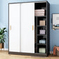 Wood Frame Wardrobe Freestanding Wardrobe Armoire with Shelves and Clothes Rail