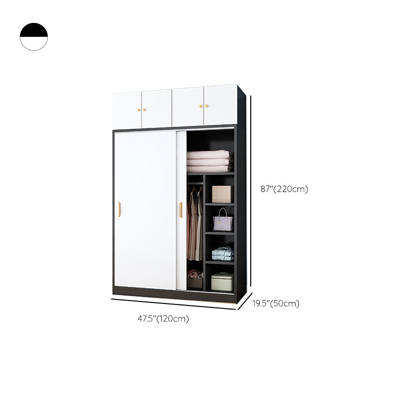 Wood Frame Wardrobe Freestanding Wardrobe Armoire with Shelves and Clothes Rail