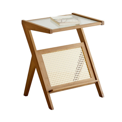 14" Wide Contemporary Corner Table Clear Rectangular Side Table Dark Brown 1 Clearhalo 'Coffee & Accent Tables' 'End & Side Tables' 'end_side_tables' 'furn' 'furn_end_side_tables' 'Furniture' 'Living Room Furniture' 7270671