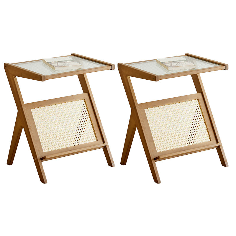 14" Wide Contemporary Corner Table Clear Rectangular Side Table Dark Brown 2 Clearhalo 'Coffee & Accent Tables' 'End & Side Tables' 'end_side_tables' 'furn' 'furn_end_side_tables' 'Furniture' 'Living Room Furniture' 7270673