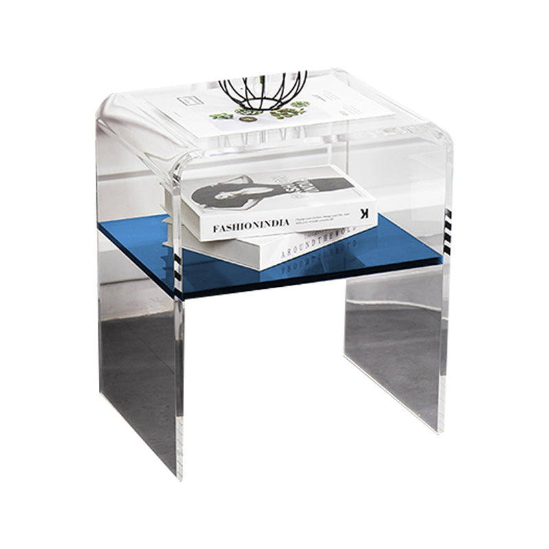 12" Wide Glam Corner Table Acrylic Storage Accent Side Table Blue-Clear 1 Clearhalo 'Coffee & Accent Tables' 'End & Side Tables' 'end_side_tables' 'furn' 'furn_end_side_tables' 'Furniture' 'Living Room Furniture' 7270695