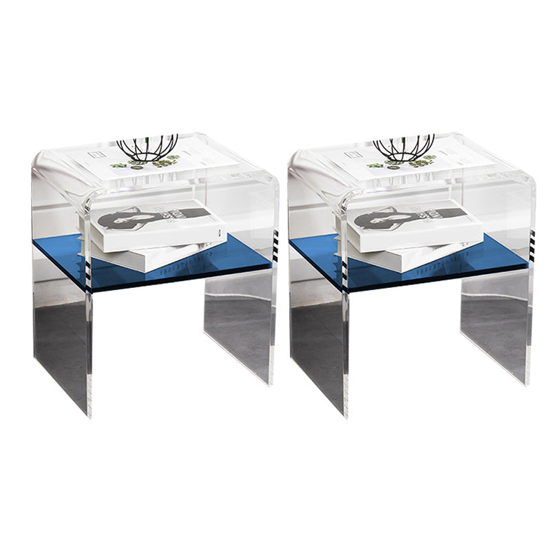 12" Wide Glam Corner Table Acrylic Storage Accent Side Table Blue-Clear 2 Clearhalo 'Coffee & Accent Tables' 'End & Side Tables' 'end_side_tables' 'furn' 'furn_end_side_tables' 'Furniture' 'Living Room Furniture' 7270696