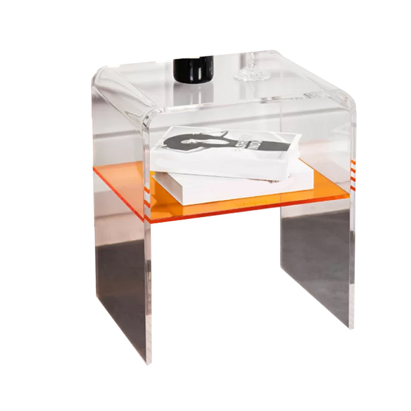 12" Wide Glam Corner Table Acrylic Storage Accent Side Table Orange Clear 1 Clearhalo 'Coffee & Accent Tables' 'End & Side Tables' 'end_side_tables' 'furn' 'furn_end_side_tables' 'Furniture' 'Living Room Furniture' 7270706