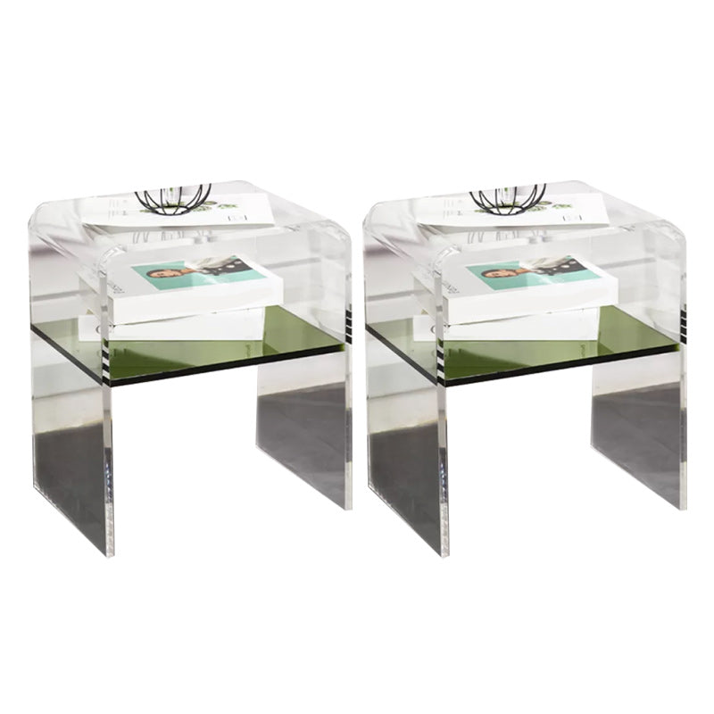 12" Wide Glam Corner Table Acrylic Storage Accent Side Table Grey Green Clear 2 Clearhalo 'Coffee & Accent Tables' 'End & Side Tables' 'end_side_tables' 'furn' 'furn_end_side_tables' 'Furniture' 'Living Room Furniture' 7270711