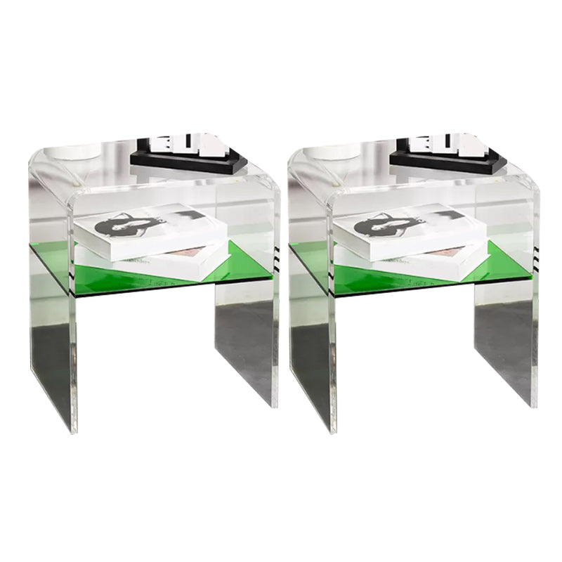 12" Wide Glam Corner Table Acrylic Storage Accent Side Table Green Clear 2 Clearhalo 'Coffee & Accent Tables' 'End & Side Tables' 'end_side_tables' 'furn' 'furn_end_side_tables' 'Furniture' 'Living Room Furniture' 7270713