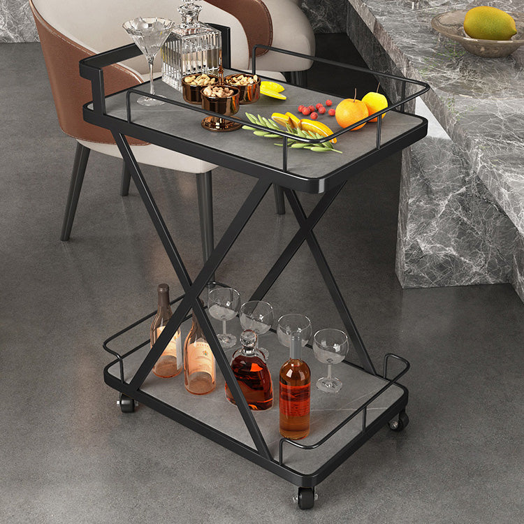 モダンオープンストレージキッチントロリー長方形のダイニングルーム準備テーブル