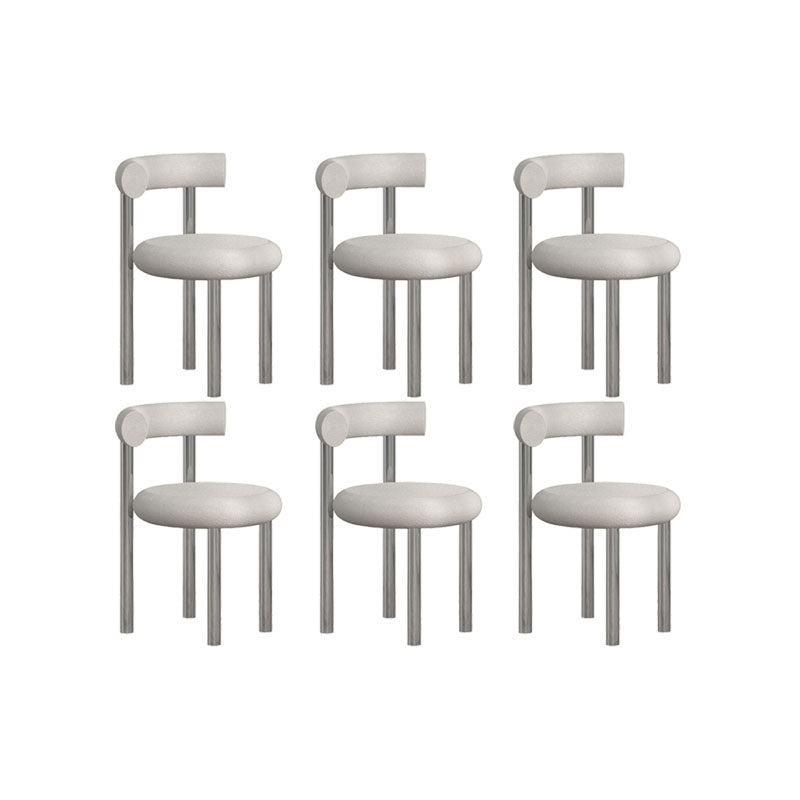 Contemporary Style Side Chair Metal Open Back Dining Room Chair for Home Off-White 6 Piece Set Clearhalo 'Dining Chairs' 'Dining Tables & Seating' 'dining_chair' 'furn' 'furn_dining_chair' 'Furniture' 'Kitchen & Dining Furniture' 7270952