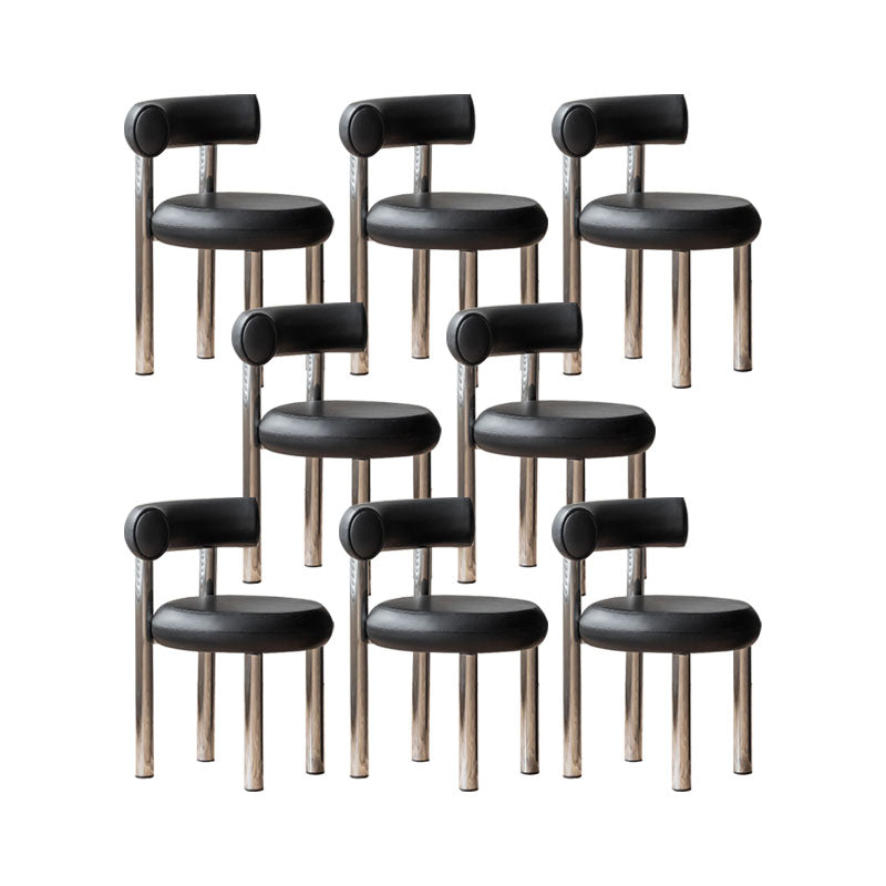 Contemporary Style Side Chair Metal Open Back Dining Room Chair for Home Black 8 Piece Set Clearhalo 'Dining Chairs' 'Dining Tables & Seating' 'dining_chair' 'furn' 'furn_dining_chair' 'Furniture' 'Kitchen & Dining Furniture' 7270963