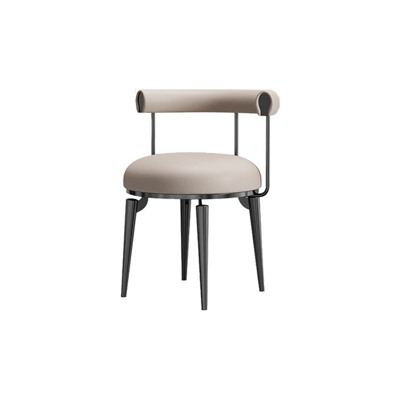 Silla de brazo tapizada estilo glamour de comedor abierto con patas de metal