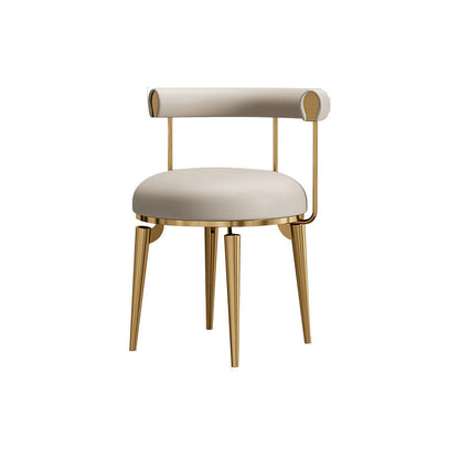 Silla de brazo tapizada estilo glamour de comedor abierto con patas de metal