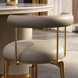 Silla de brazo tapizada estilo glamour de comedor abierto con patas de metal