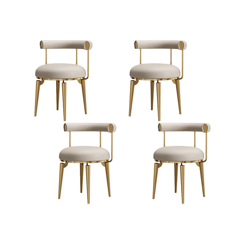 Silla de brazo tapizada estilo glamour de comedor abierto con patas de metal