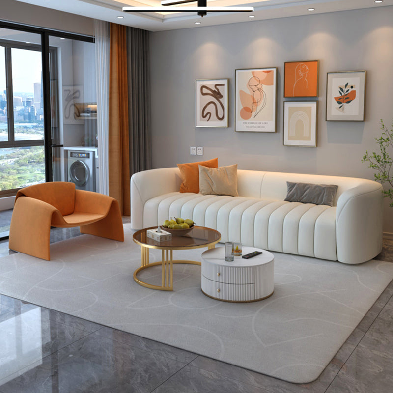 Sofa à bras carrés blancs résistant aux taches pour le salon