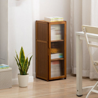 Bibliothèque acrylique de bibliothèque en bambou à dos fermé contemporain avec armoires