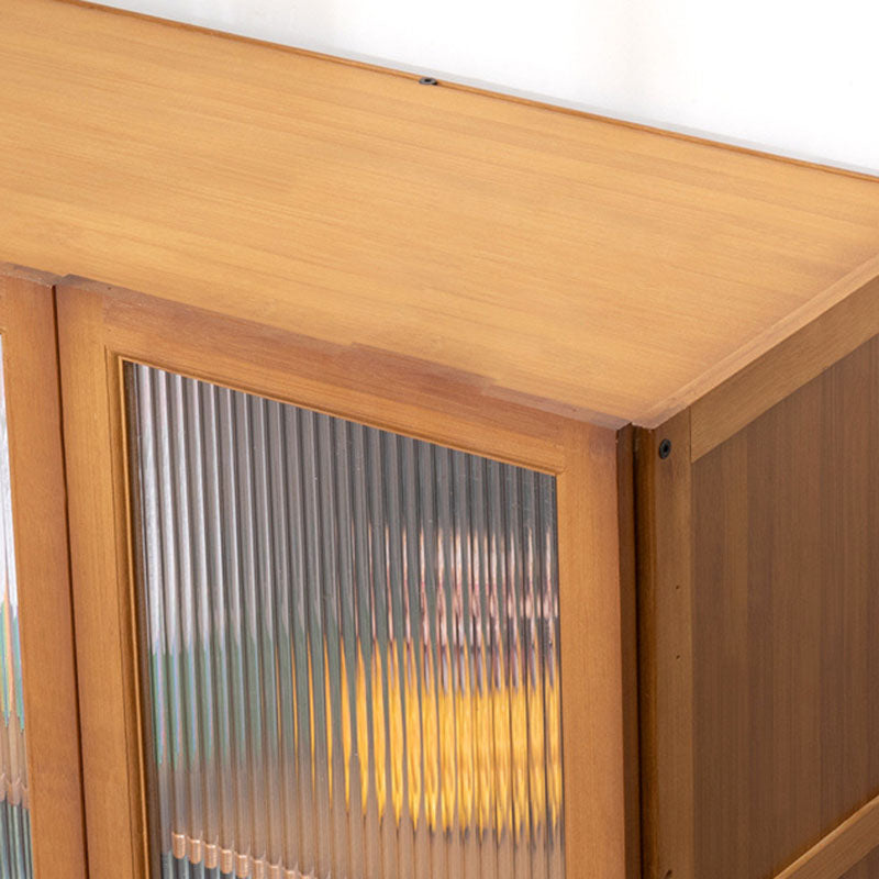 Bibliothèque acrylique de bibliothèque en bambou à dos fermé contemporain avec armoires